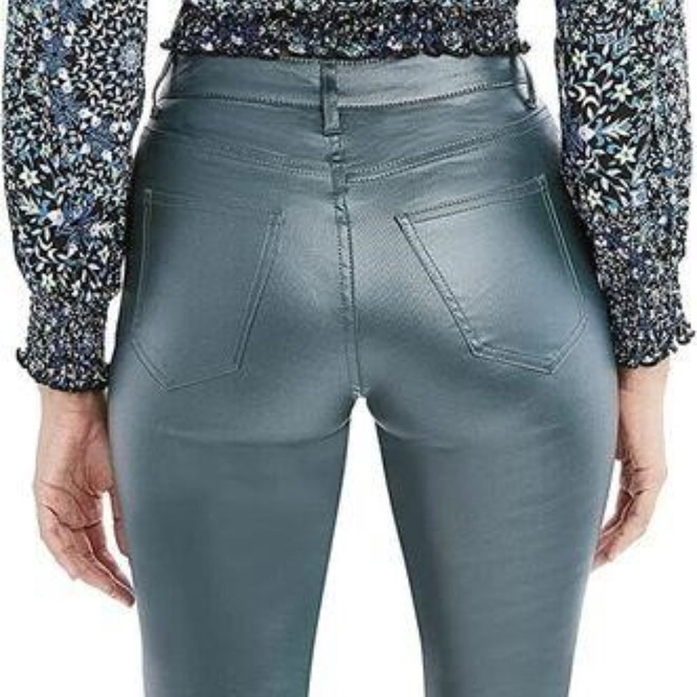 BOGO! BCBGeneration Coated Hunter Green Skinny Denim Pant Sexy Leather Look